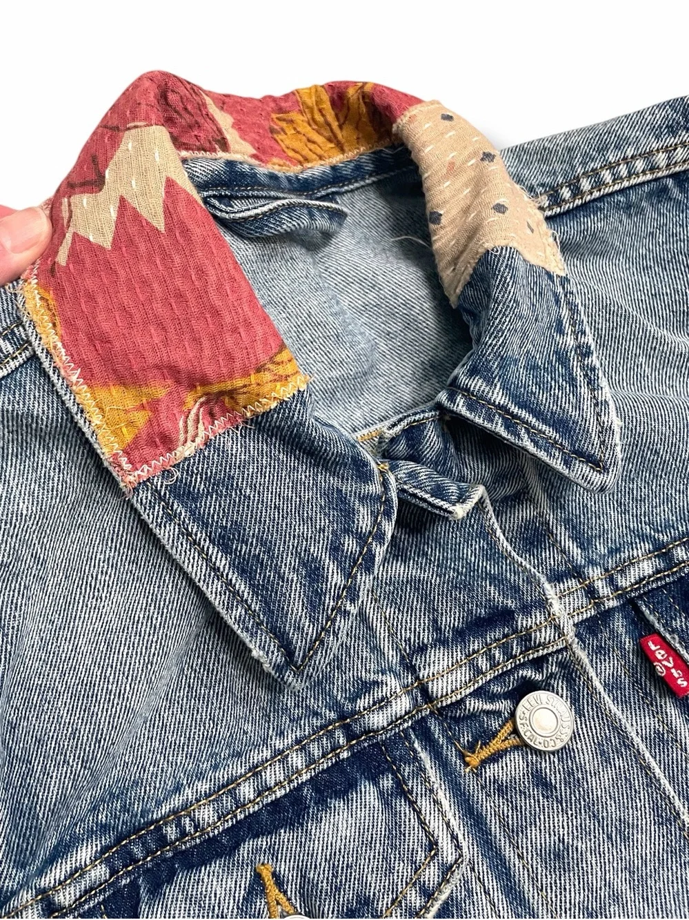 Levi's Premium Faded Boyfriend Desperado Sample Patchwork Denim Jacket Small